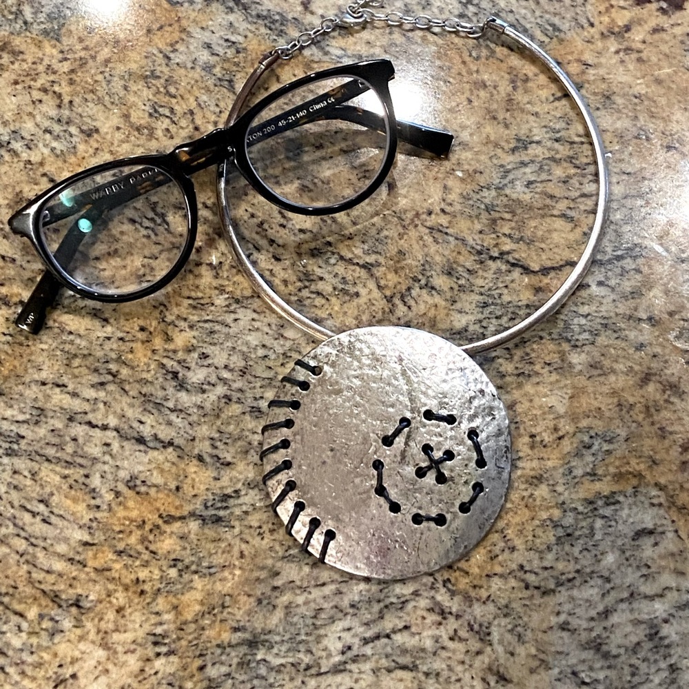 Hammered Silver and Leather Pendant